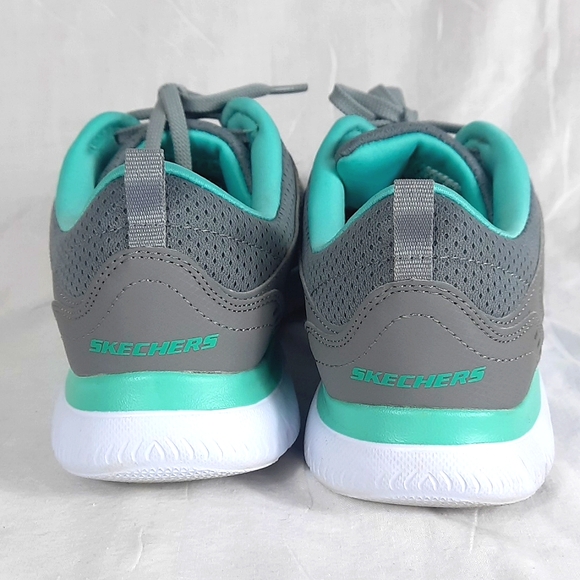 Skechers Women's Suited Memory Foam Leather Shoes Size 8 Gray Green Athletic - Picture 6 of 11